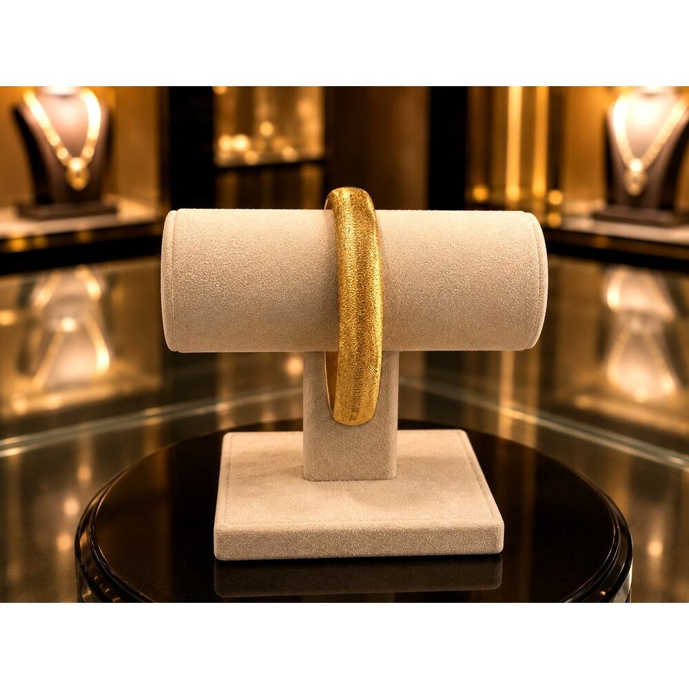 Vintage Monet Gold Tone Satin Finish Bangle Bracelet Signed Designer Jewelry